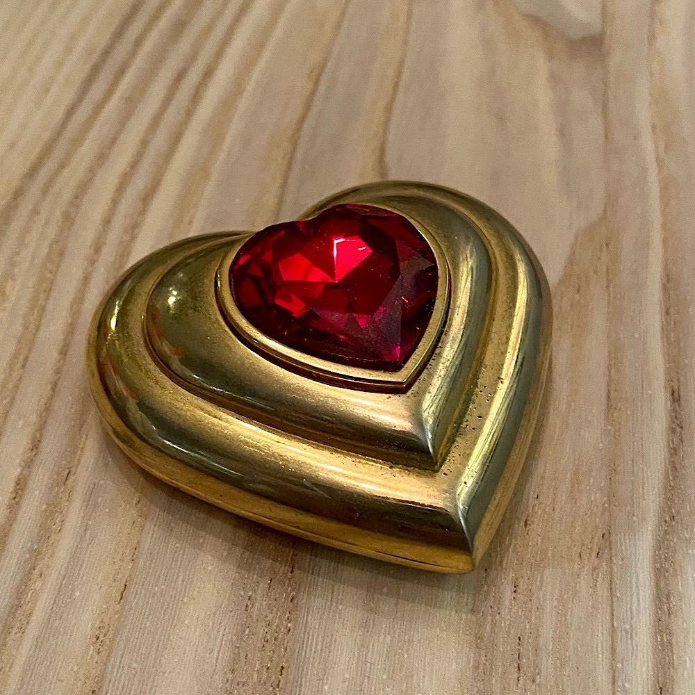 Vintage Yves Saint Laurent Crystal Heart Compact